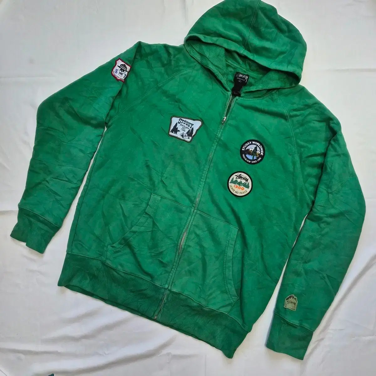 【即完モデル‼︎】STUSSY◎XL 緑 フルジップ パーカー D160 Stussy ジップアップパーカー 緑 即完モデル‼︎STUSSY◎XL 緑